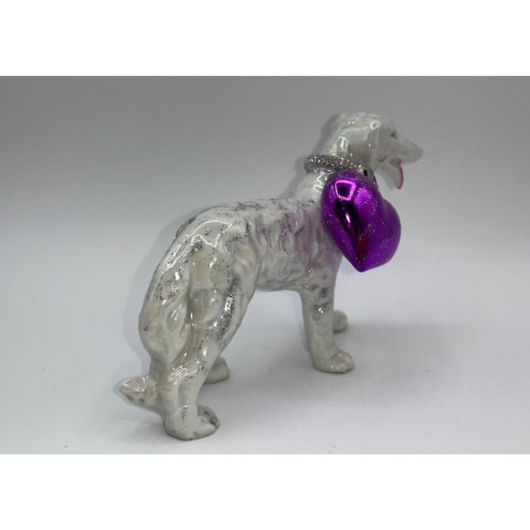 Vintage Valentine's Day Iridescent Dog Pink Tongue Diamond Heart Bow Collar OOAK - Picture 11 of 16